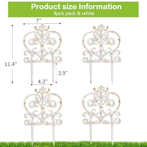 Sungmor Cast Iron Garden Edging, 11.8 Inches Tall 4 Pack Rustic White - color: Rustic White - 11.8inch Tall