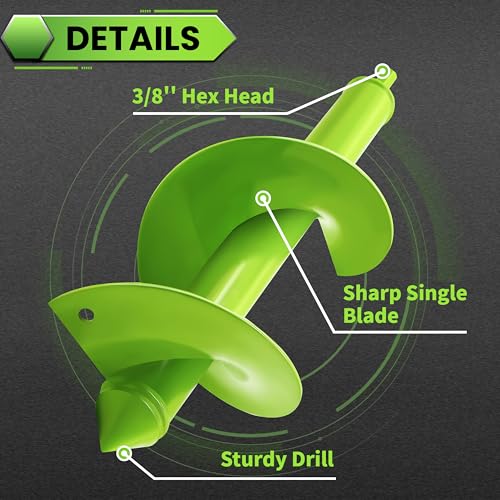 Auger Drill Bit for Planting - 4"X12" Heavy-Duty Garden Auger Spiral Drill Bit - Bulb Planter Tool & Auger Post Hole Digger - 3/8" Hex Drive Drill - size: 4"x12"(Green)