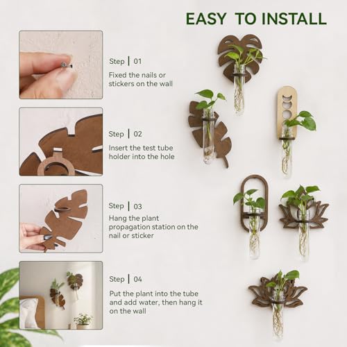 Artilady Plant Propagation Station Wall Hanging, Planter Terrariums Tube - color: Leaves