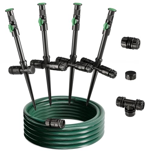 Multi-Adjustable Above Ground DIY Irrigation Sprinkler System - color: 4Pack+50Ft