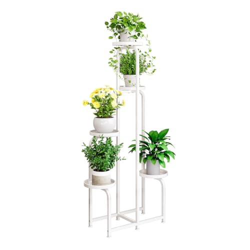 INGIORDAR Plant Stand Indoor Outdoor Corner Tall Plant Shelf 5 Tier Metal - color: White, size: 5-Tier