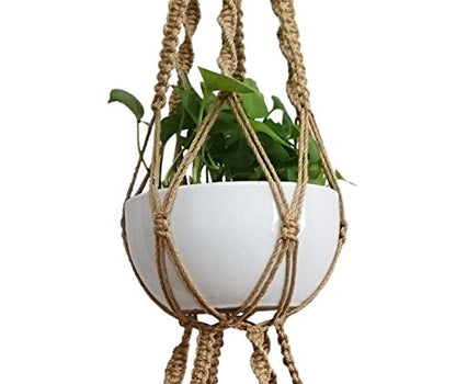 65 Inch Macrame Plant‑Hanger, Jute‑Rope Hanging‑Planter for 8‑10‑Inch Pots