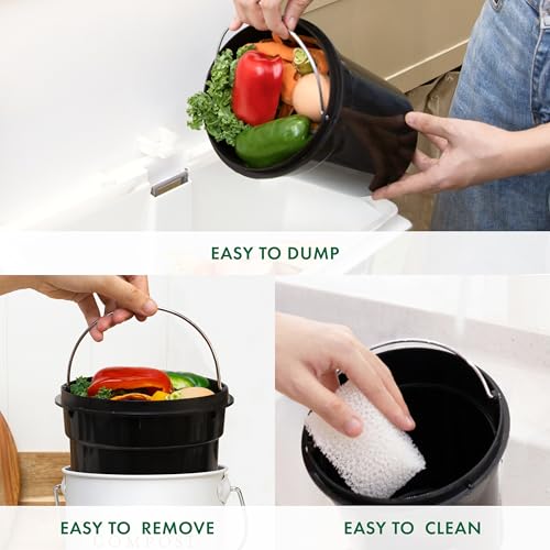 FINESSY Kitchen Compost Bin Countertop White, Indoor Composter 1.3 Gallon - color: Luxe White