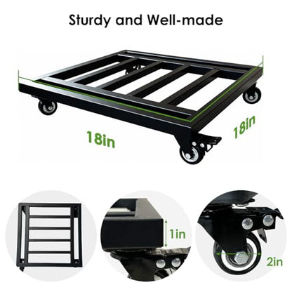 18" Metal Plant Caddy with Wheels Heavy Duty,Square Large Plant Stand Indoor Outdoor Use,Rolling Plant Dolly with Industrial Casters,Rust-Proof Black Plant Tray for Large Planters Pots,1-Pack - size: 18 Inch-1 Pack