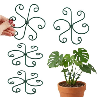 4PCS Iron Monstera Support, Plant Stem Support Uniquely Designed Plant Support Stakes for Indoor Plants, Stable Plant Stakes and Supports, Turtle Shell Bamboo Clamp Set for Thriving Growth