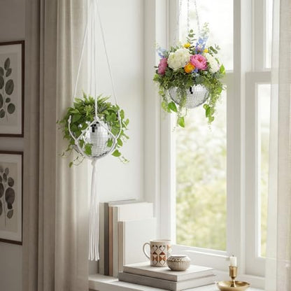 Novabright 2 Pcs 4" Self Watering Disco Ball Planters, Hanging Flower Pots - size: 4 Inch