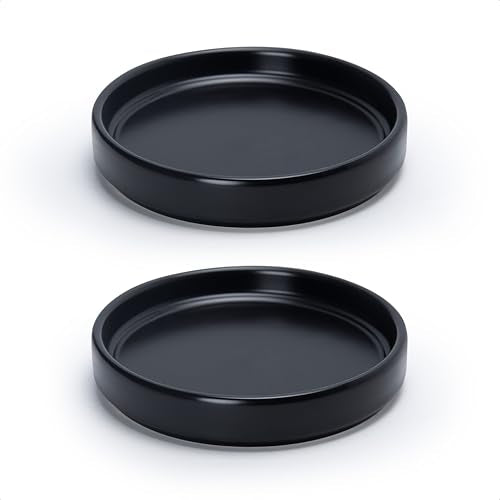D'vine Dev 2-Pack Ceramic Plant Saucers, 5.4 in, Black, 97-T-B-22 - color: Black, size: 5.4" (2 Pack)