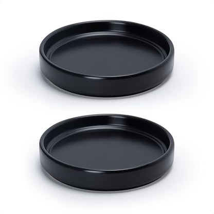 D'vine Dev 2-Pack Ceramic Plant Saucers, 5.4 in, Black, 97-T-B-22 - color: Black, size: 5.4" (2 Pack)