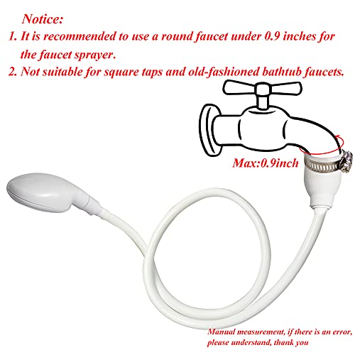 Portable Shampoo Sink Spray Hose, Faucet Attachment with Nozzle for Hair Washing, Baby & Pet Bathing, Vegetable Rinsing, White (White, 5M/16.4FT) - size: 5M/16.4FT