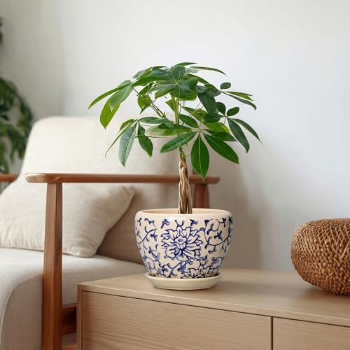 6 Inch Plant Pot, Ceramic Planters for Snake Plants, Retro Blue - color: Retro Blue, size: 6 Inch