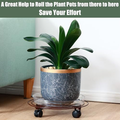 8 Packs Large Metal Plant Caddy with Wheels 14" Rolling Plant Stands Heavy-duty Wrought Iron Plant Roller Base Pot Movers Plant Saucer on Wheels Black - color: Black, size: 14"/ 8 packs