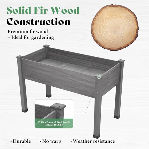 AMERLIFE Raised Garden Bed, 48x30x24 Inches Elevated Wood Planter Box - color: Gray, size: 4x2 FT-Regular