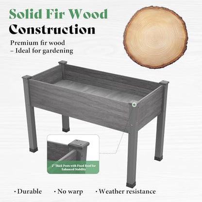 AMERLIFE Raised Garden Bed, 48x30x24 Inches Elevated Wood Planter Box - color: Gray, size: 4x2 FT-Regular
