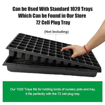 RooTrimmer 10 Pack 1020 Trays, Extra Thick Heavy Duty Seed Starting Trays - No Holes, No Leak, Reusable Propagation Flats for Microgreens, Seedlings, Plant Germination, Fodder and Transplant - size: 1020 - 10 Pack Without Holes