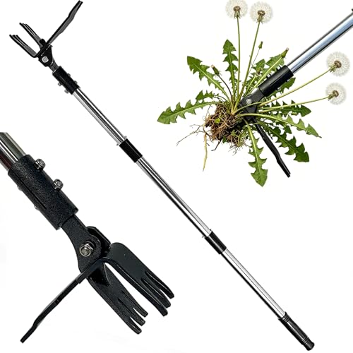 Weed Puller Tool, Stand Up Weed Puller with Stainless Steel Long Handle, 6-Claw Heavy Duty Steel Head, Weeder Tool for Garden, Easily Remove Weeds Without Bending/Kneeling - size: 6 Claw XX Large