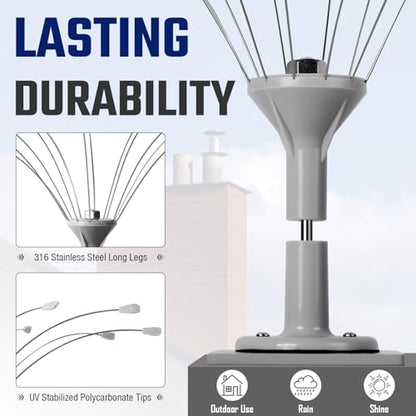 Salcod Bird Deterrent Outdoor, 360° Wind-Powered Stainless Steel Rods, 2ft - size: 2 ft