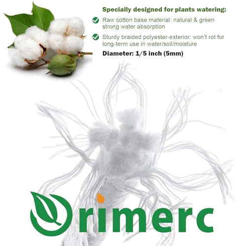 ORIMERC 60 feet 1/5 inch Self Watering Capillary Wick Cord Vacation Plant Sitter DIY Hydroponic Wicking Self-Watering Planter Pot Automatic Water System Device Potted Violet Auto Seedling Waterer Rope - size: 60 feet (1/5 inch)