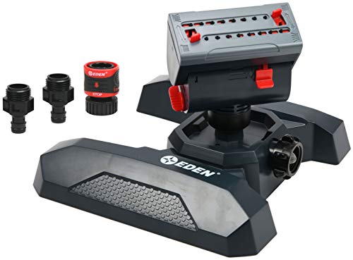 Eden 94125 Adjustable 4-Way Mini Turbo Oscillating Sprinkler W/Quick Connect Starter Set, 16 Nozzle, Covers up to 4,069 sq. ft. Heavy Weight Base - style: Classic