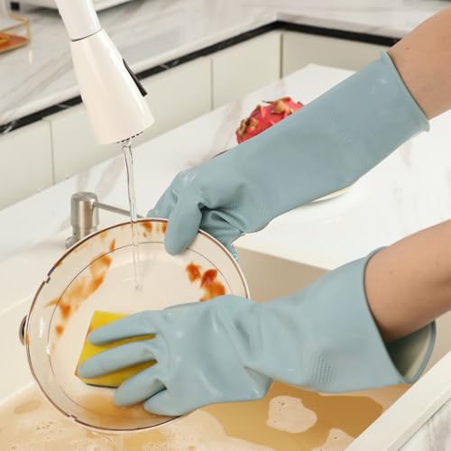 2 Pcs Long Sleeve Dishwashing Gloves, Waterproof Kitchen Cleaning Gloves - color: Blue01, size: Medium
