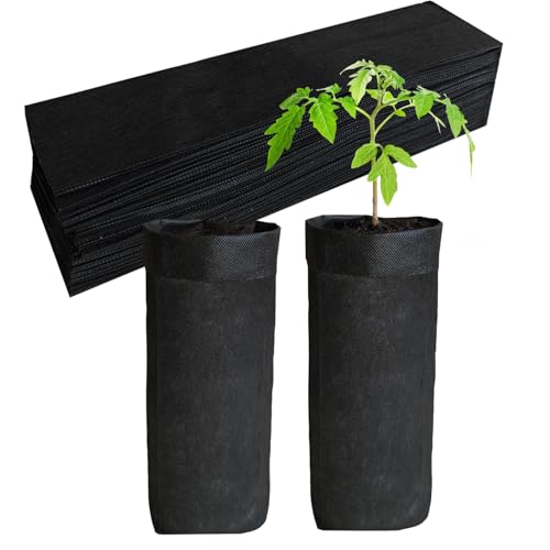 50PCS Deep Nursery Grow Bags, Black Plant Grow Bag for Starting Rooted Plants Vegetable, Flower, Seedling Tree Seedling Pots, 13.5" H Before Loading Soil - size: 13.5''H