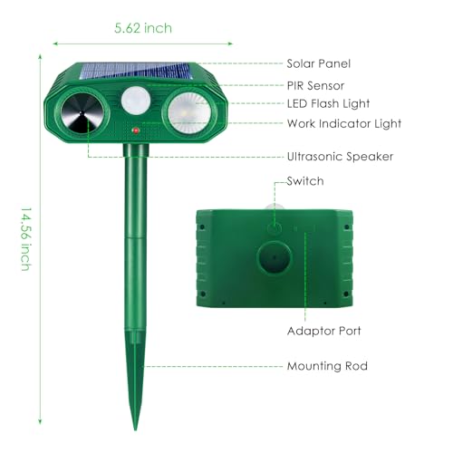 2 Pack Sonic Fortress Pro Deer Repellent Solar Animal Repellent Outdoor