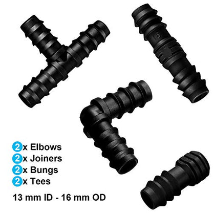 Maitys 8 Pcs 1/2 Inch Drip Irrigation Fitting Soaker Hose Repair Kit, Mixed - style: Mixed