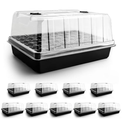 10-Pack Seed Starter Trays with 5" Tall Humidity Domes & 54-Cell Deep Trays - size: 10p Trays+Domes+54 Cells