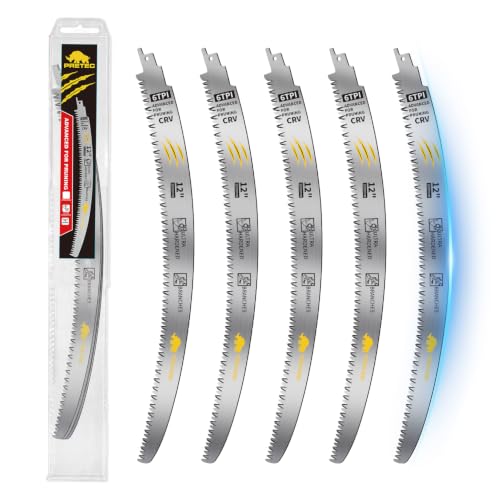 12-Inch Arc Edge Reciprocating Saw Blades, 6TPI for Wood Pruning, 5 Pack - size: 12 INCH