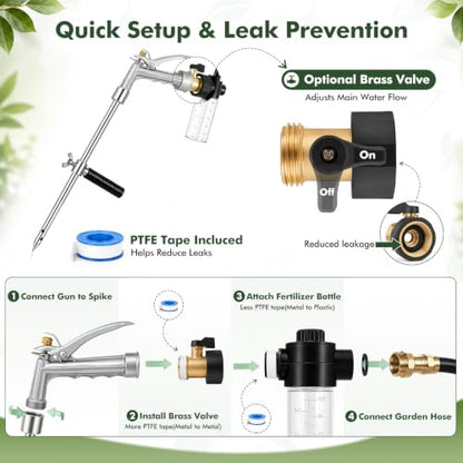 Deep Root Watering Tool for Trees with Trigger Handle & Fertilizer Bottle