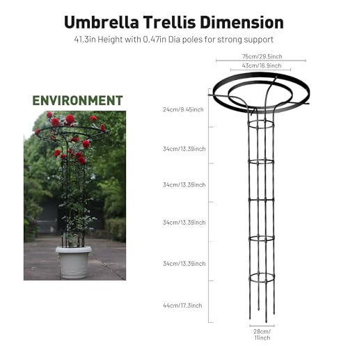 Umbrella Top Garden Trellis for Climbing Plants Outdoor, 6.9FT Tall Obelisk - color: Extra Tall - 82.7" Height