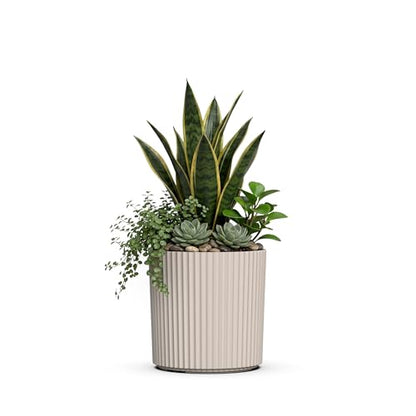 Mayne Haven 10in Round Fluted Modern Planter, Chai - color: Chai, size: 10in