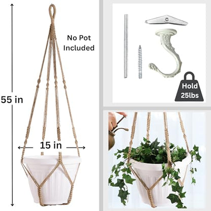 Giant XXL 55 Inches Macrame Planter Hanger Large for 15 inch Pot - color: Brown