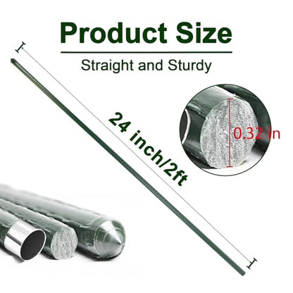 Garden Stakes 24 Inch, 2ft Metal Plant Stakes 30 Pack for Gardening and Farm, Plastic Coated Plant Support for Tomato, Cucumber, Bean, Flower, Potted More Climbing Plants - size: 2ft, pack of 30