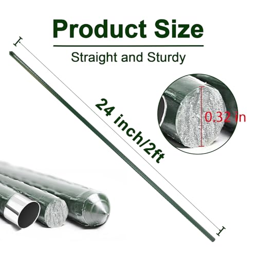 Garden Stakes 24 Inch, 2ft Metal Plant Stakes 30 Pack for Gardening and Farm, Plastic Coated Plant Support for Tomato, Cucumber, Bean, Flower, Potted More Climbing Plants - size: 2ft, pack of 30