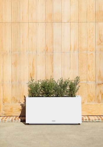 Veradek Block Series Long Box Planter - Rectangular Outdoor Planter - color: White, size: Medium - 2 Pack