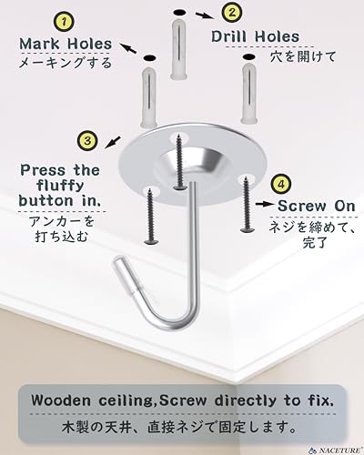 NACETURE Heavy Duty Plant Ceiling Hooks, Stainless Steel, 3 Pack - color: Sliver