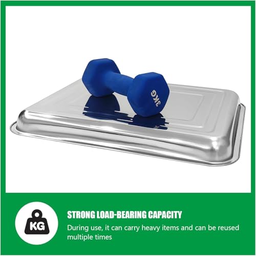 RooTrimmer 10 Pack Large Stainless Steel Seedling Trays, Heavy Duty Metal Water Catch Trays for Nursery Pots Transplant, Seed Germination & Propagation Flats (17.5 inch×13.56 inch, 1.18" Height) - size: Large-10P