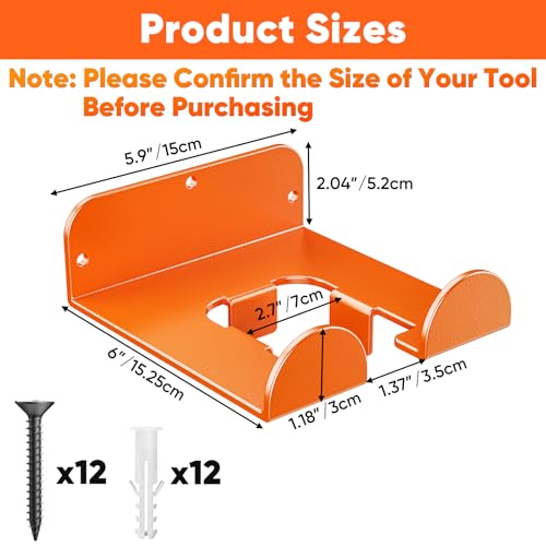 POKIPO Weedeater Hanger,4 Pack Garage Tool Organizer Storage Trimmer Rack for Open Trailer, Heavy Duty Metal Grass String Weed Wacker Eater Holder Wall Mount Loads 25lbs,Garden Hooks for Most Tools - color: Orange, size: 4 Pack