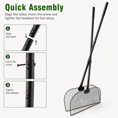 Leaf Grabber Rake with Long Handle, Yard Debris Collector for Lawn