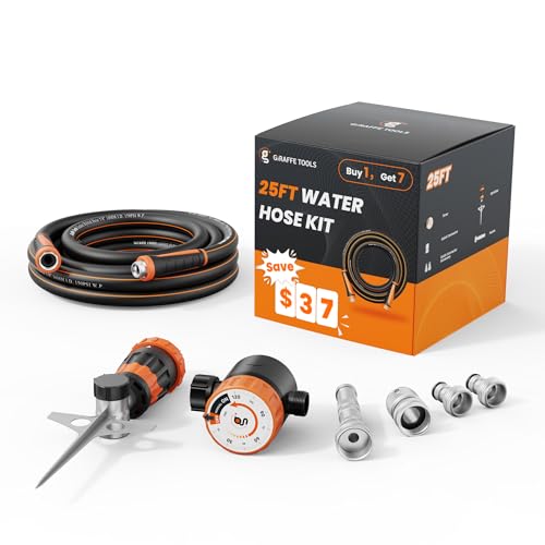 Giraffe Tools Garden Hose 5/8", 25ft Garden Hose Set - size: 25FT Male to Female Set