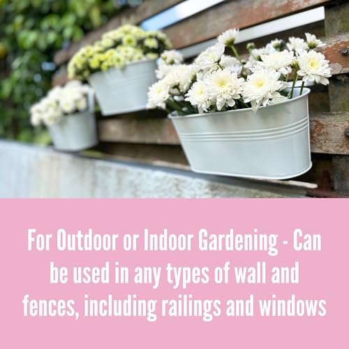 LaLaGreen Balcony Rail Planter (11.2 in, 15 Pack) White Metal Hanging Pots - size: 11.2" (28 cm) x 15 Pack