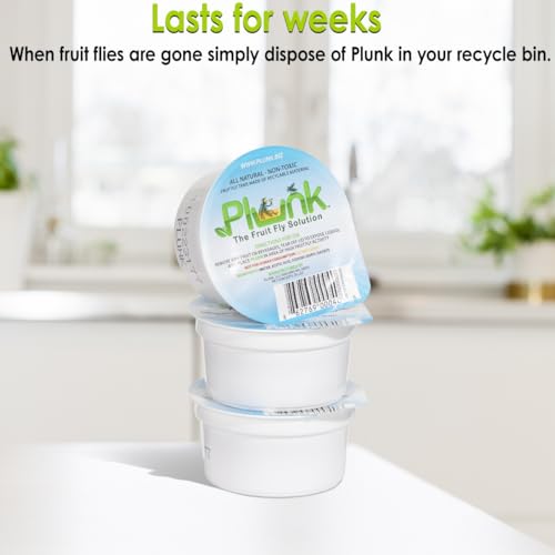 Plunk Fruit Fly Trap – 3-Pack – All Natural, Non-Toxic Indoor Solution for Home Kitchen – Safe, Recyclable Material, Easy to Use & Effective