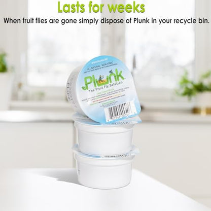 Plunk Fruit Fly Trap – 3-Pack – All Natural, Non-Toxic Indoor Solution for Home Kitchen – Safe, Recyclable Material, Easy to Use & Effective