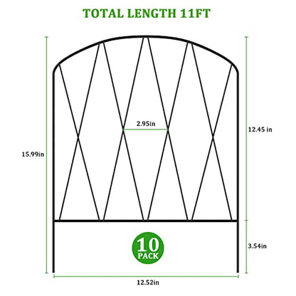 YBING Decorative Garden Fence, 10 Pack 11Ft (L) x 16In (H) Arched Metal Fence Border, Rustproof Animal Barrier for Flower Bed Patio Landscape Outdoor