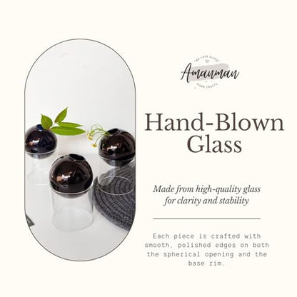 3-Pack Modular Black Glass Vase Set | Minimalist Aesthetics Bud Vase & Desktop Glass Planter with Clear Stand, Small Flower Vase - color: Black*3