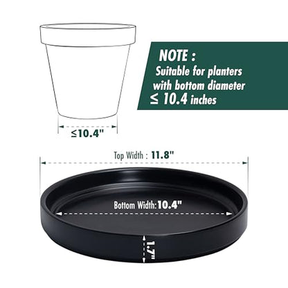 D'vine Dev Ceramic Plant Saucer/Drainage Tray, 10.4 in, Black, 97-T-B-5 - color: Black, size: 10.4" (1 Pack)