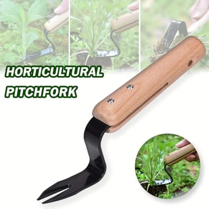 Hand Weeder Tool, Stainless Steel Gardening Weed Puller, Manual Weeding Removal Cutter Tool with Wood Handle for Planting