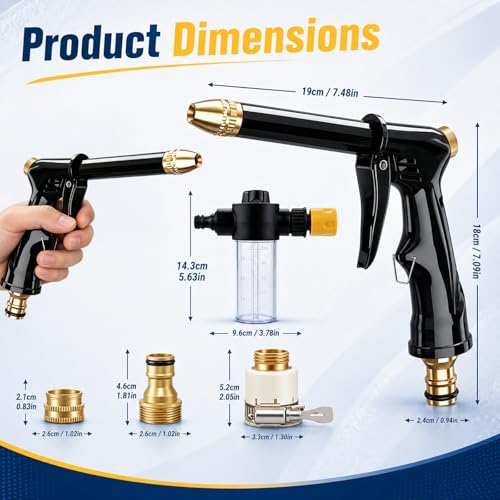 Jet Nozzle Power Washer for Garden Hose, Upgrade Pressure Washer Wand, Adjustable High Pressure Water Nozzle for Car Washing Patio Garden Outdoor Cleaning