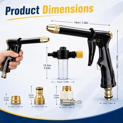 Jet Nozzle Power Washer for Garden Hose, Upgrade Pressure Washer Wand, Adjustable High Pressure Water Nozzle for Car Washing Patio Garden Outdoor Cleaning