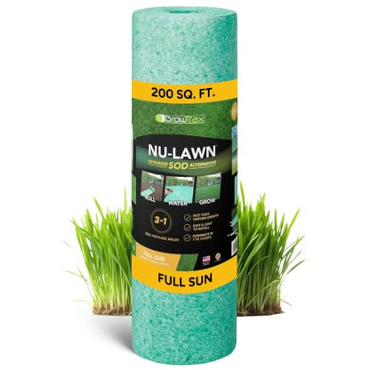 Growtrax Biodegradable Grass Seed Mat - 200 Sq Ft Bermuda & Rye Blend